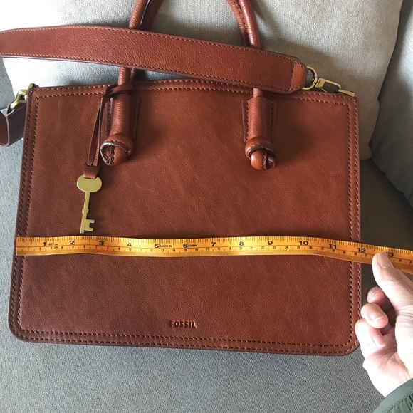 Fossil Skylar Cow Leather Satchel brown shoulder bag - Picture 9 of 10